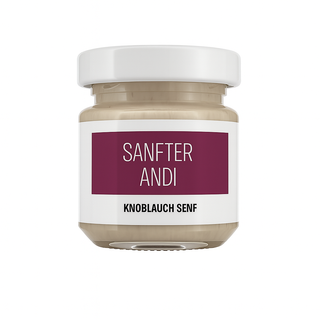 Sanfter Andi – Knoblauchsenf ohne Zuckerzusatz im 45-ml-Glas