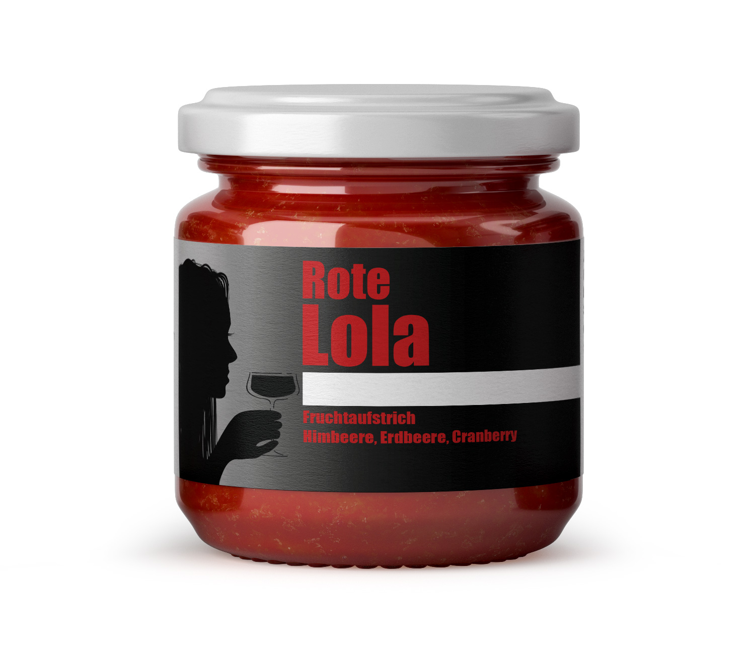 Rote Lola – Fruchtaufstrich mit Erdbeere, Himbeere und Cranberry im 50-g-Glas