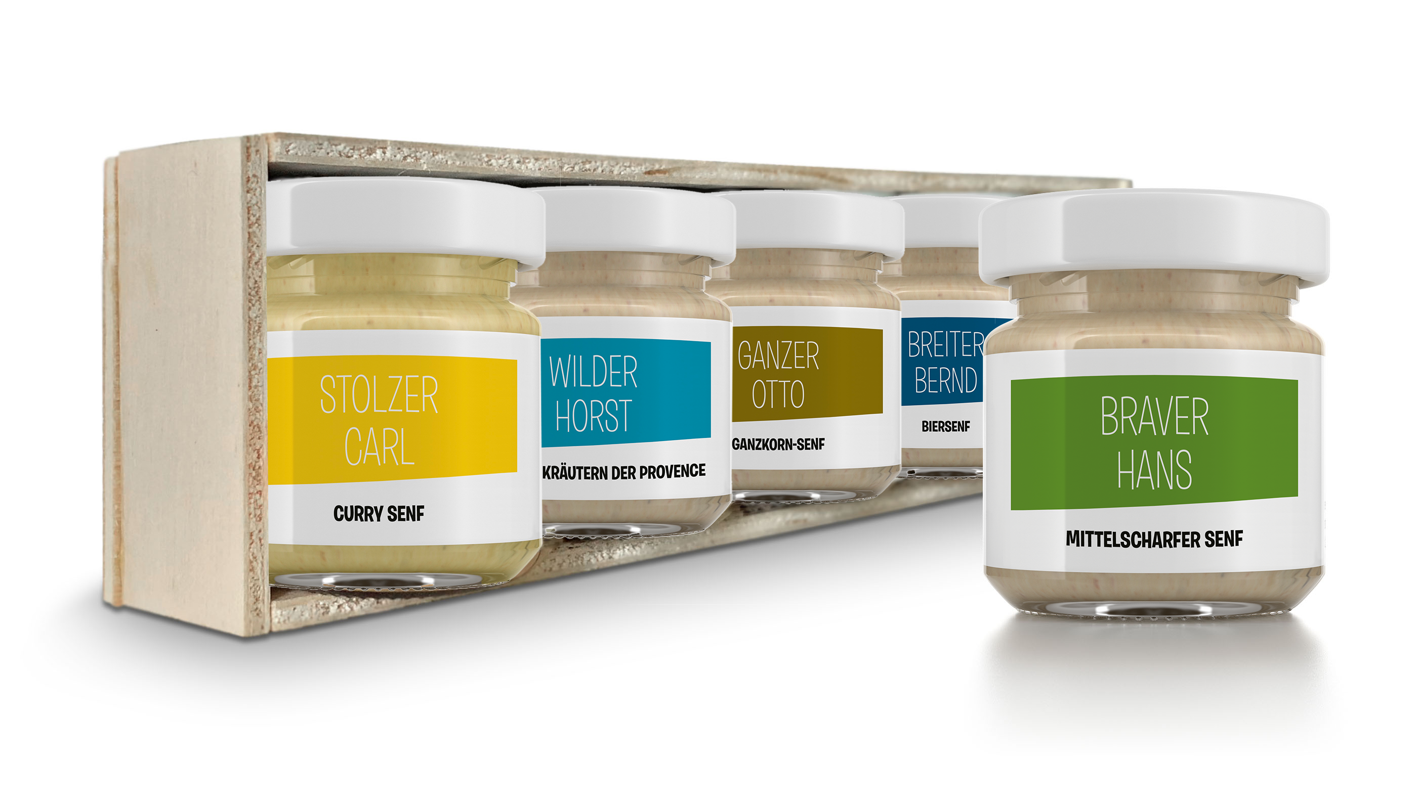 Geschenkboxen-Mittelscharfe-Jungs Mittelscharfe Jungs - MEGA GESCHENKBOX - 5 mittelscharfe Senf-Gläser zum Verschenken // Mittelscharf