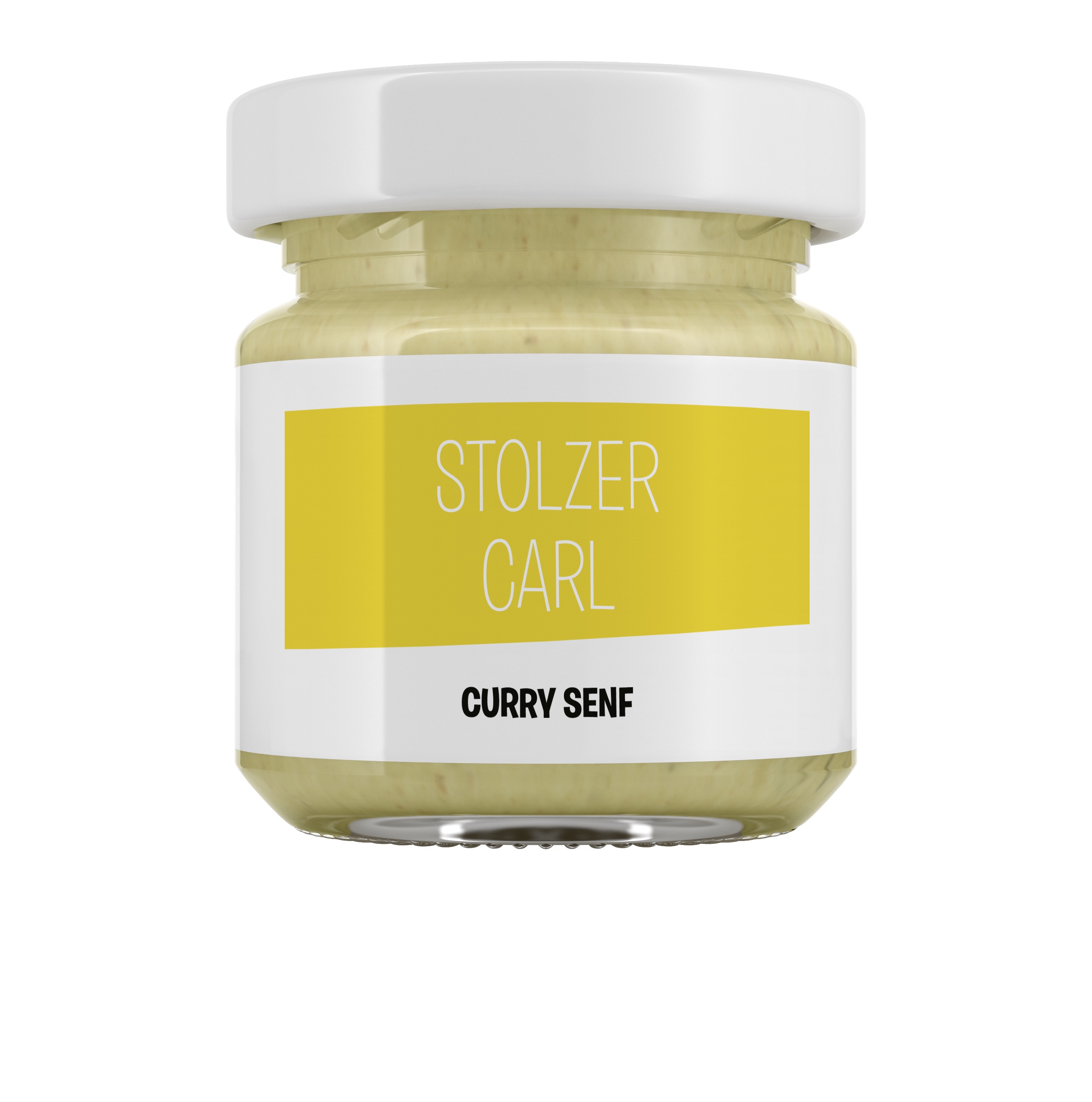 Stolzer Carl – mittelscharfer Curry-Senf ohne Zuckerzusatz im 45-ml-Glas