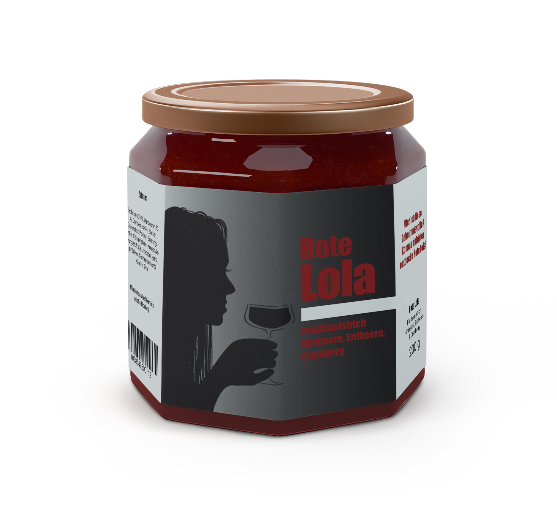 Rote Lola – Fruchtaufstrich mit Erdbeere, Himbeere und Cranberry im 200-g-Glas
