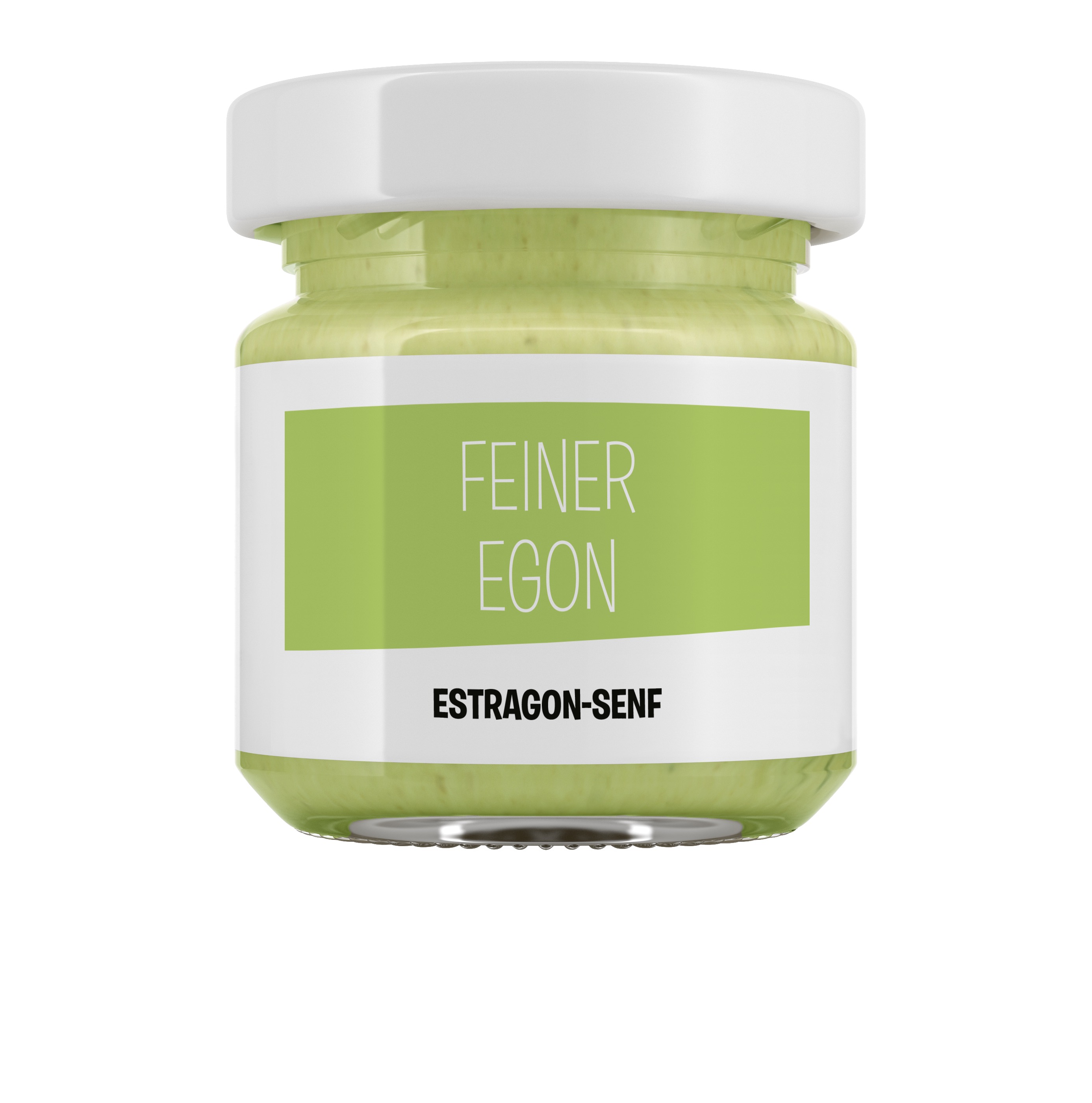Feiner Egon – mittelscharfer Estragonsenf ohne Zuckerzusatz im 45-ml-Glas