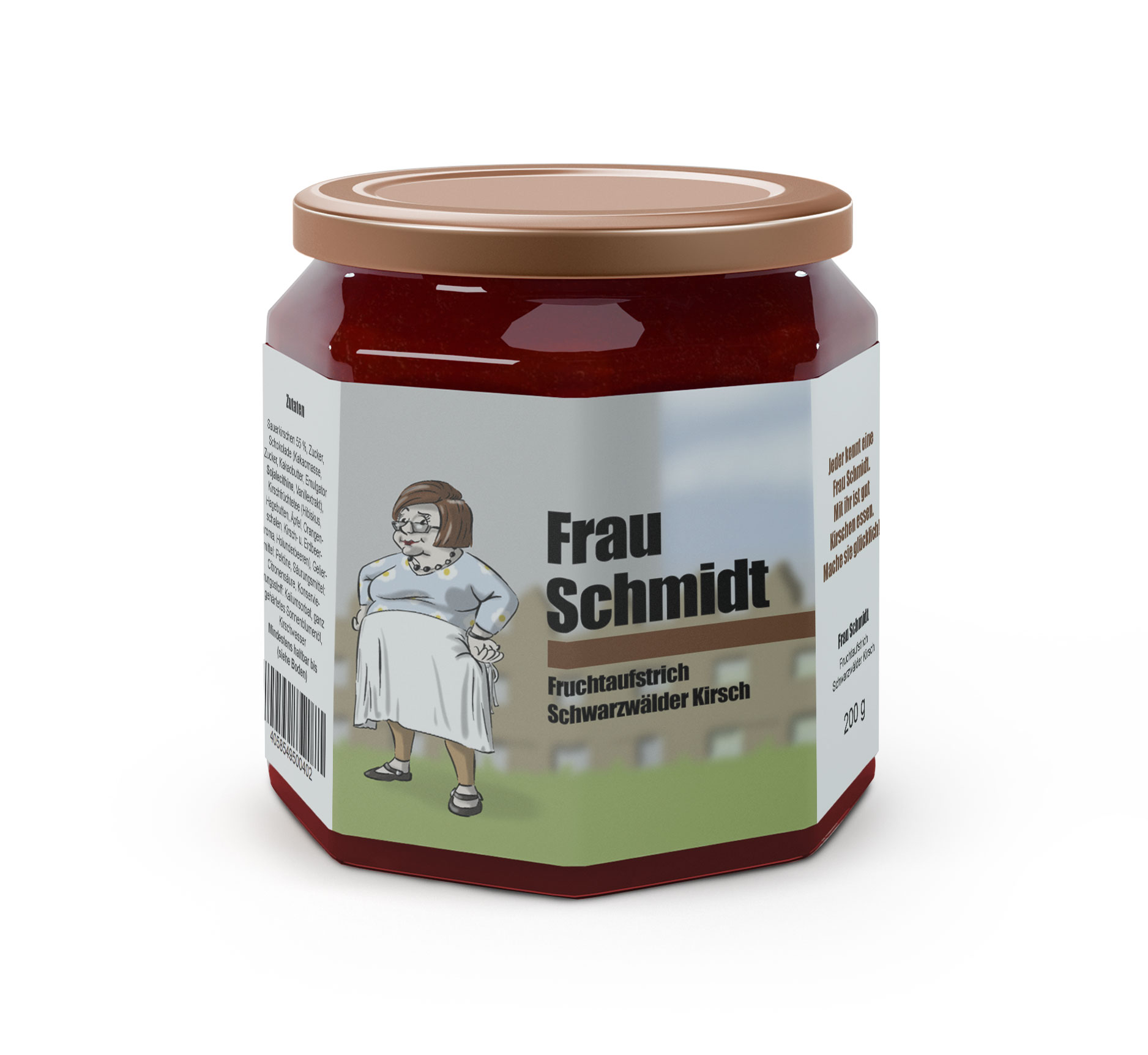 Frau Schmidt Fruchtaufstrich mit 55 % Sauerkirschen, Schokolade und Kirschwasser im 200-g-Glas