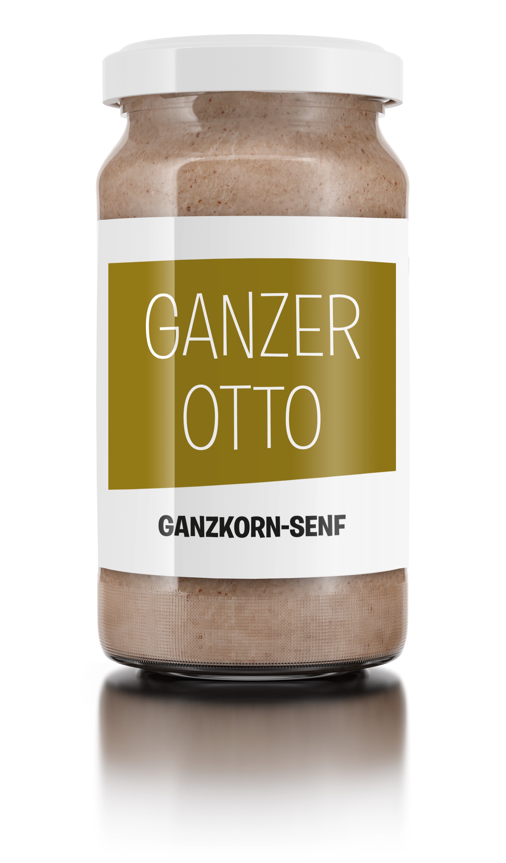 Grosses_Glas_ganzer_Otto Ganzer Otto - mittelscharfer Senf mit ganzen, große Senfkörnern - für Diabetiker geeignet